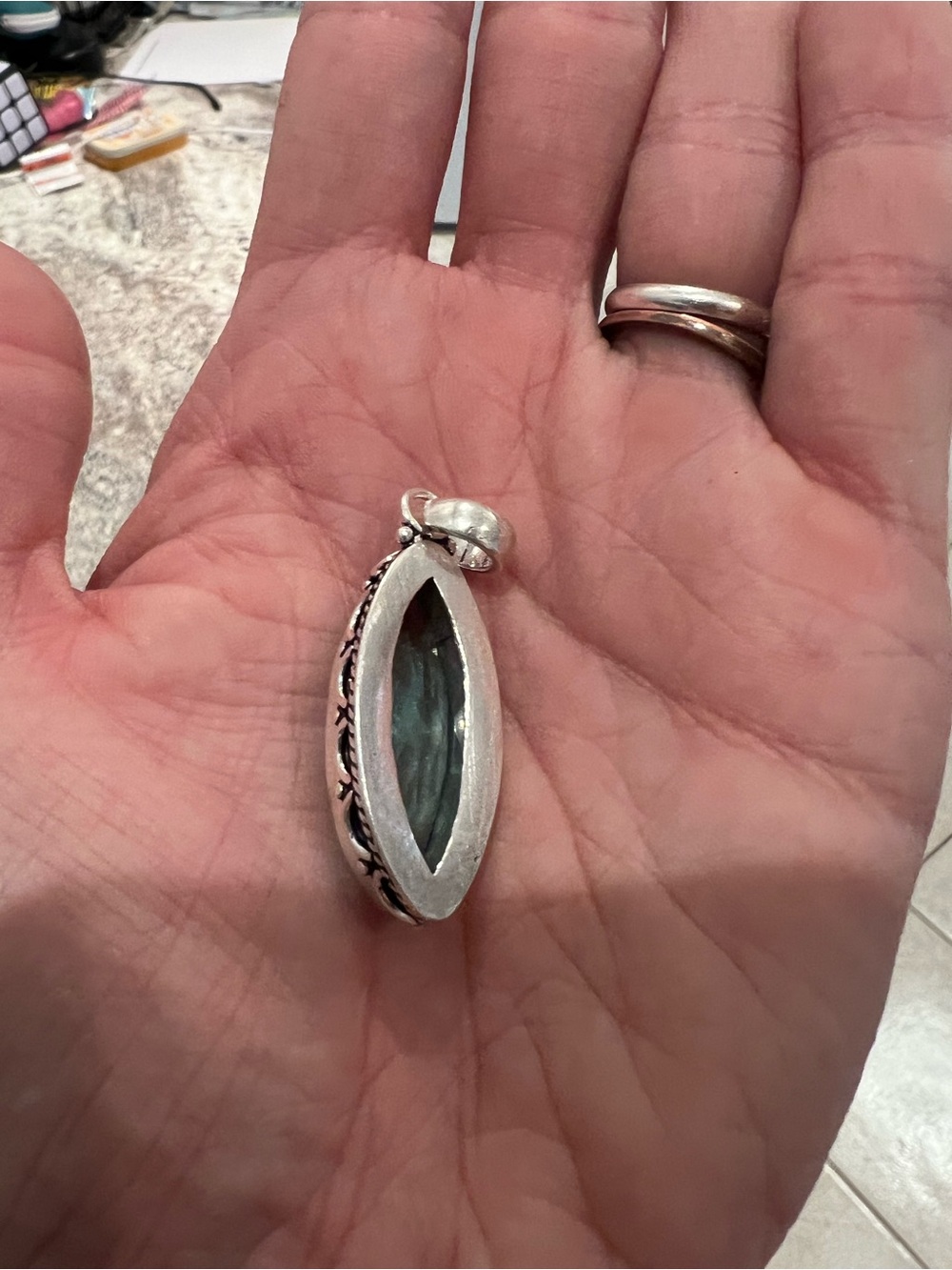 Large statement marquise cut aquamarine necklace pendant. - Picture 3 of 6